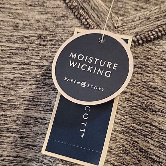 Karen Scott Sport Grey V Neck Moisture-wicking Performance Tee Shirt  XL NWT - Picture 5 of 6